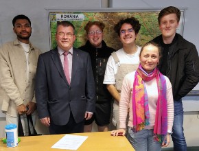 Viorel Raducanescu with Liverpool Hope University Politics and International Relations students.